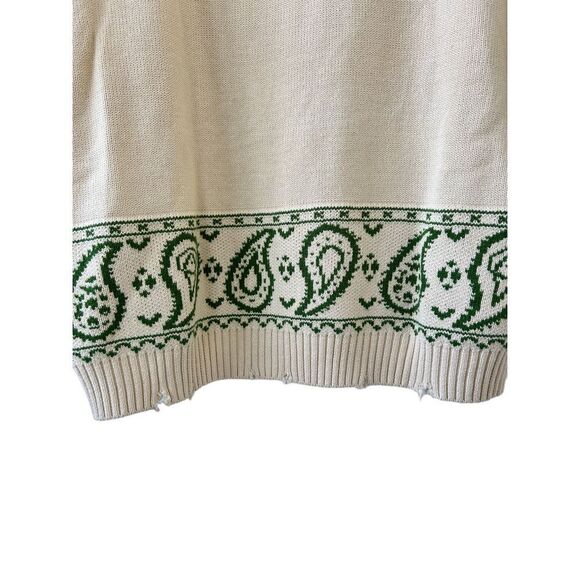 Profound Distressed Pullover Floral Paisley Knitted Sweater Womens Cream Small - Picture 5 of 12